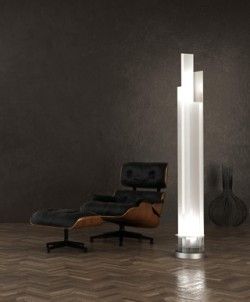 Fontana Arte Lampara de pie adubai 1x205w e27 dimm c- 2x9w led biw base nikel spaz c-vetri bianchi - iLamparas.com