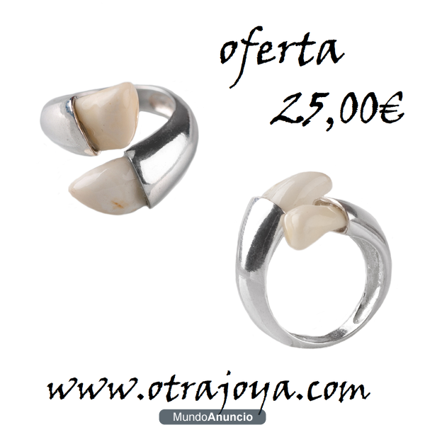 oferta sortija de plata y perlas de ciervo