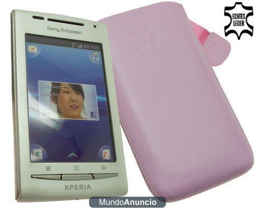 Suncase - Funda de cuero para Sony Ericsson Xperia X8, color rosa