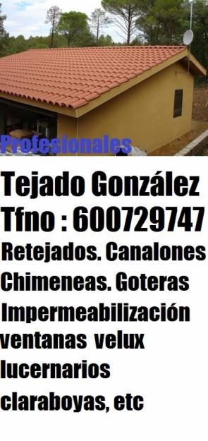 Reparaciones económico de tejados, terrazas, retejados,goteras, canalones, chimeneas. etc