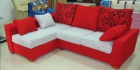 SOFA CHAISELONGUE TAPIZADA ROJA Y BLANCA MUY COQUETA - mejor precio | unprecio.es