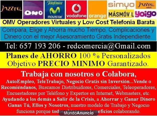 OFERTAS TELEFONIA LOW COST AHORRE HASTA UN 90 % EN SUS FACTURAS DE TELEFONIA FIJA Y MOVIL. Tel. 657 193 206