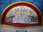Abanico doble cara pintado a mano, varillaje de nacar, calado, grabado y decorado. - mejor precio | unprecio.es