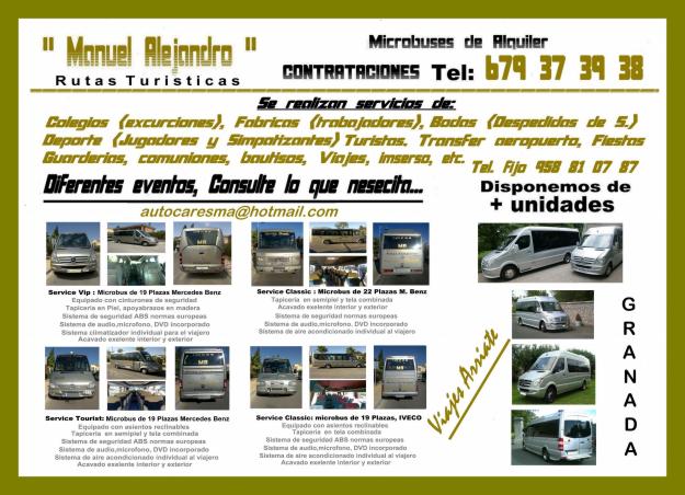 ALQUILER DE MINIBUSES MICROBUSES EN GRANADA