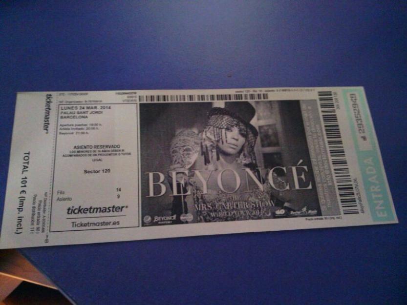 Entrada beyoncé barcelona 2014