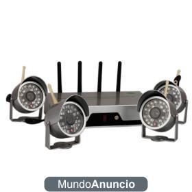 KIT DE VIGILANCIA CON 4 CAMARAS EN COLOR VISION NOCTURNA VIA RADIO, SIN CABLES