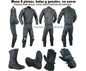 MONO 2 PIEZAS, BOTAS Y GUANTES DE CUERO