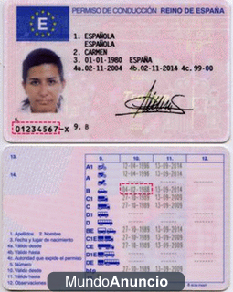 carnet de conducir a1,b,c1y pasaporte