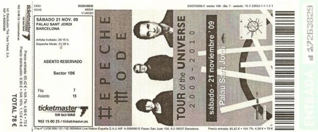 Entrada concierto Depeche Mode dia 21 Barcelona
