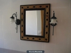 espejo rustico cuarto de baño con 2 focos forja - mejor precio | unprecio.es