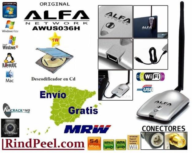 ANTENA WIFI USB ALFA 1000 + PROGRAMA WIFI