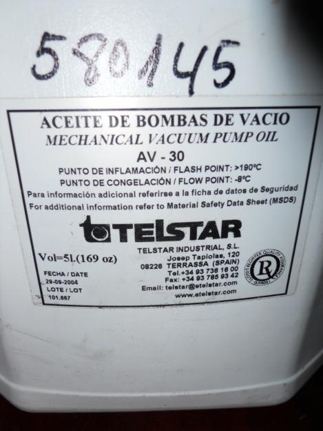 Garrafa de Aceite para Bombas de Vacio de 5l marca TELSTAR (la mejor) nuevas