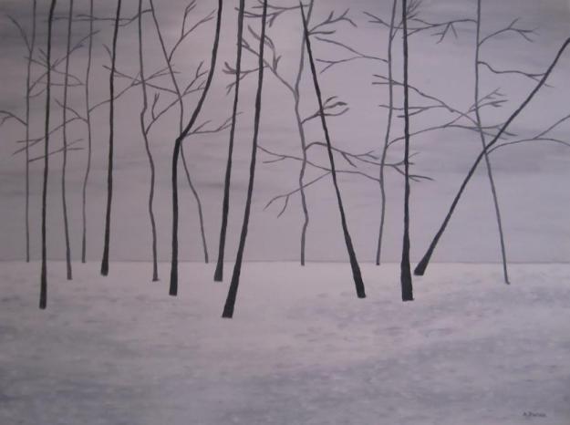 Óleo sobre lienzo - Bosque Nevado. 81x60cm