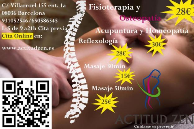 Acupuntura, homeopatia, fisioterapia, quiromasaje, osteopatia