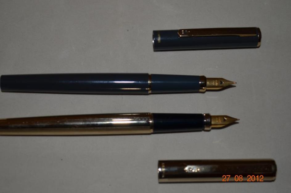 Sheaffer Antigua, Sentinel pluma, negro mate clip bañado oro, con una S calada. Plumín F