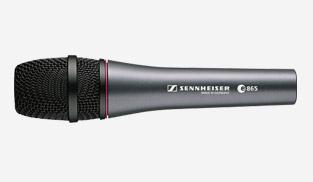 Micrófono condensador de escenario Sennheiser e865 y mic dinámico Sure SM58