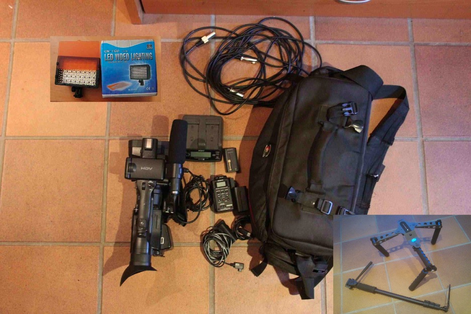 Sony HVR Z-7 + bolsa + antorcha + steady + monopie