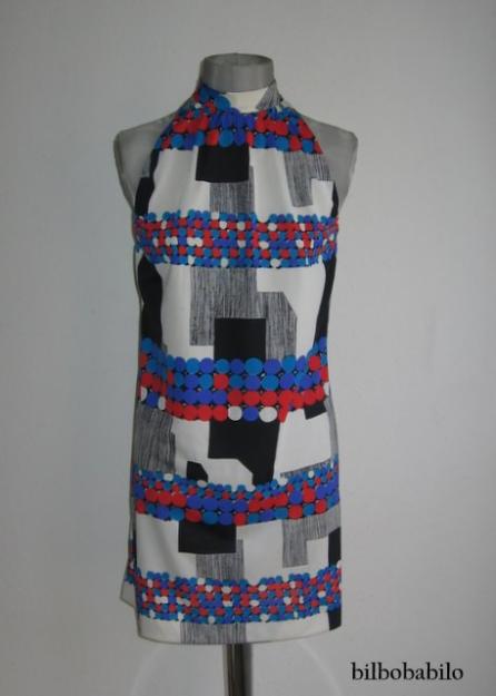 70s vintage Vestido Halter Geometrico