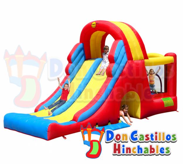 Castillo Hinchable Mega Combo Tobogán Happy hop con turbina y red de seguridad