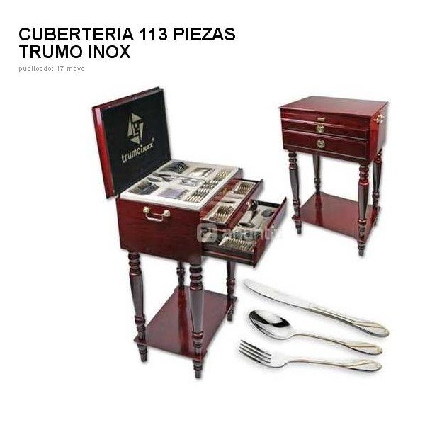 Cuberteria 113 piezas con detalle en oro