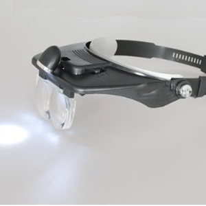 Lupa visera iluminada led set 4 lentes