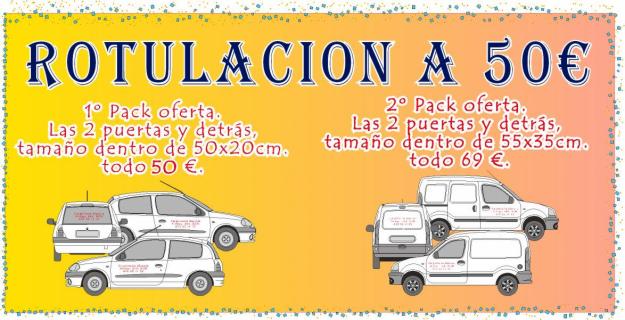 Ejemplos de ofertas, rotulacion de vehículos, coches, furgonetas.