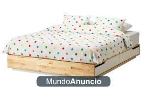 CAMA CON CAJONES+COLCHÓN+CAJONERA