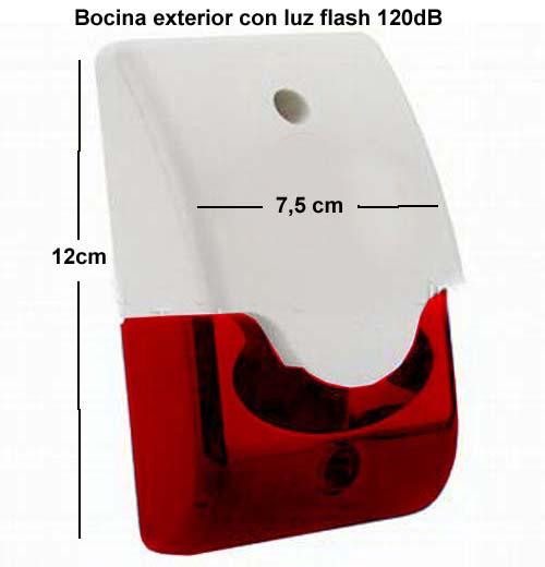Sirena para alarma de gran potencia 120dB con luz intermitente