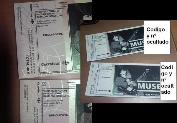 Intercambio 2 entradas de Muse en Barcelona por otras 2, fecha  28 Nov.