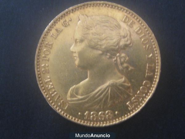 10 ESCUDOS DE ORO, DE ISABEL II, AÑO 1868*68