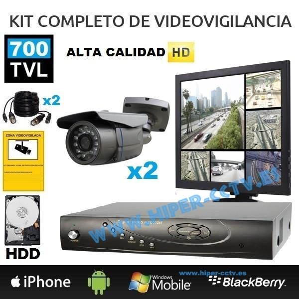 Kit completo 2 cámara 700 tvl 