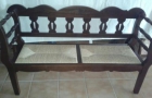 Banqueta color nogal con asiento de anea - mejor precio | unprecio.es