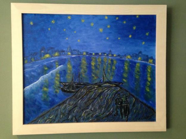 Óleo sobre lienzo - Noche estrellada. 61x50cm