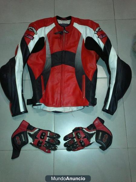 CHAQUETA Y GUANTES DE PIEL PARA MOTO