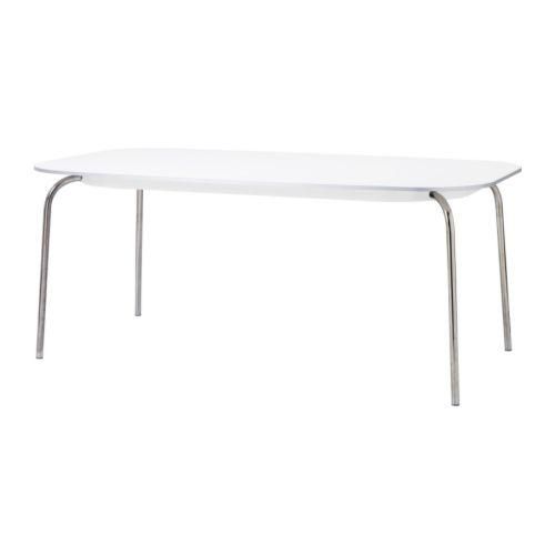 Mesa de comedor grande, blanca, fácil limpieza (Grimle)
