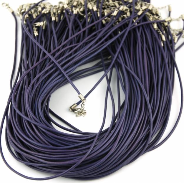 Cordón de cuero MORADO 2 mm. Mayoristas de Bisuteria