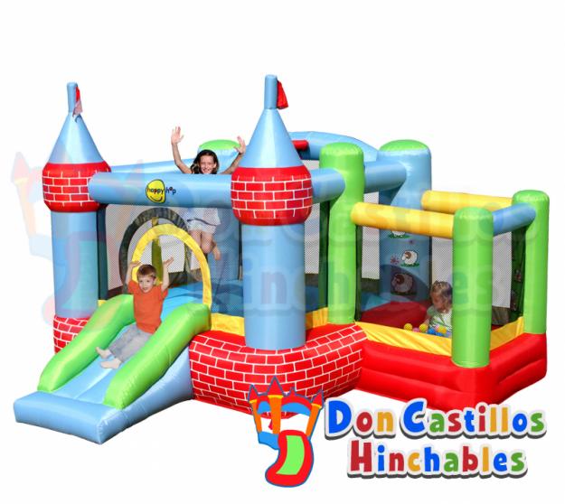Mini Castillo Hinchable Granja Tobogán con piscina de bolas, red seguridad y turbina