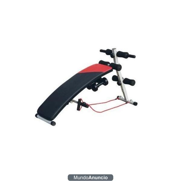 Banco de abdominales con mancuerdas.