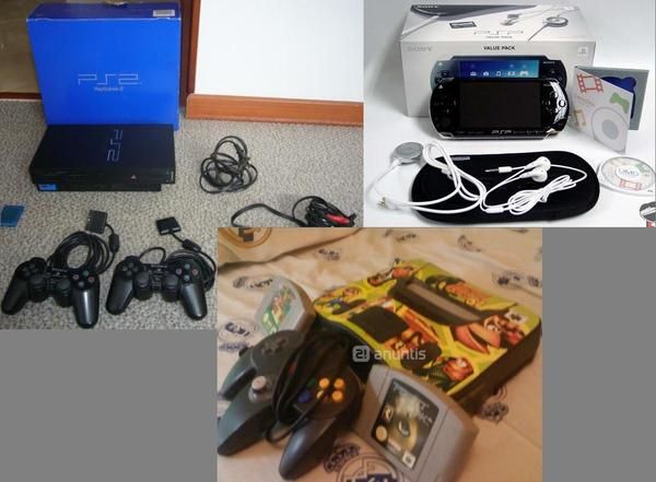 palystation 2 y juegos + psp y juegos + nintendo 64 y juegos