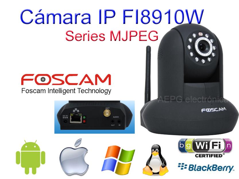 Cámara IP Foscam FI8910W Negra. Wifi/ interior / Android / iPhone