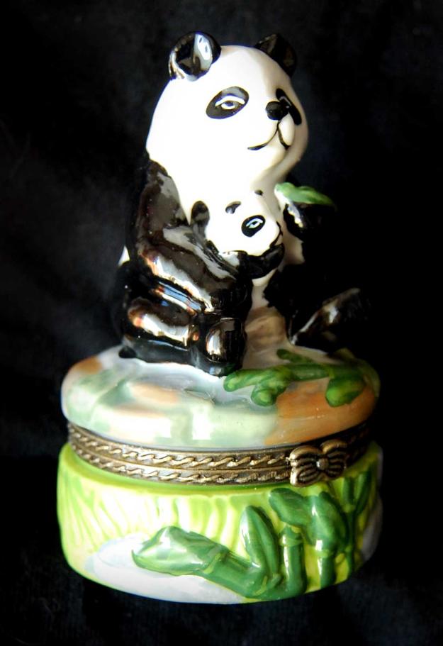caja oso panda de porcelana con cierre metálico