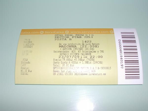 ENTRADAS MADONNA 23 JULIO MADRID