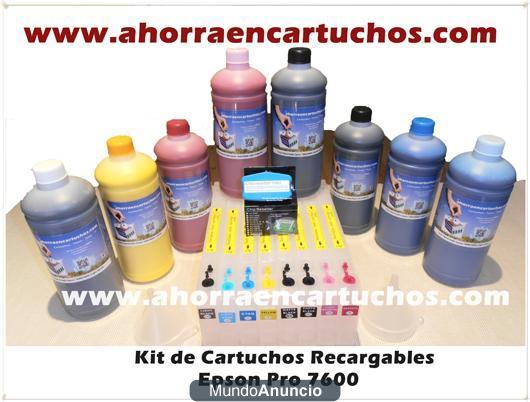 Cartuchos Recargables Epson 7600 / 9600 Pack ahorro