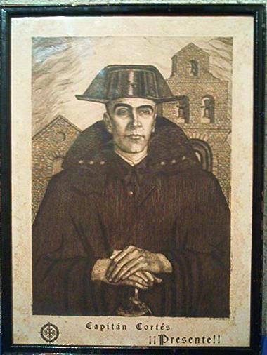 GUERRA CIVIL ESPAÑOLA, GRABADO AGUAFUERTE DEL CAPITAN CORTES DE LA GUARDIA CIVIL, 1939-1940. DEFENSA DEL SANTUARIO DE SA