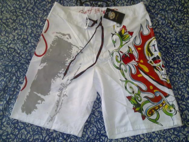 PRECIOSO BAÑADOR SHORT ED HARDY BLANCO TALLA M NUEVO CON ETIQUETA