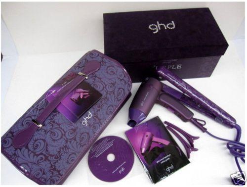 PLANCHA GHD PURPLE CON SECADOR PINZAS BOLSA DE VIAJE DE REGALO