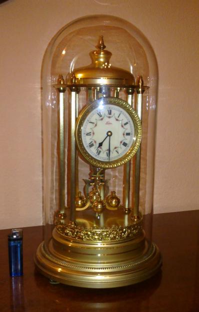 reloj de pendulo, de mesa, grande, aleman, con cupula