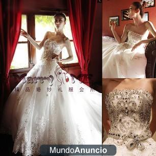 2012 Super brillante cristal diamante grande de la boda Bra cola cola vestido de novia H-080