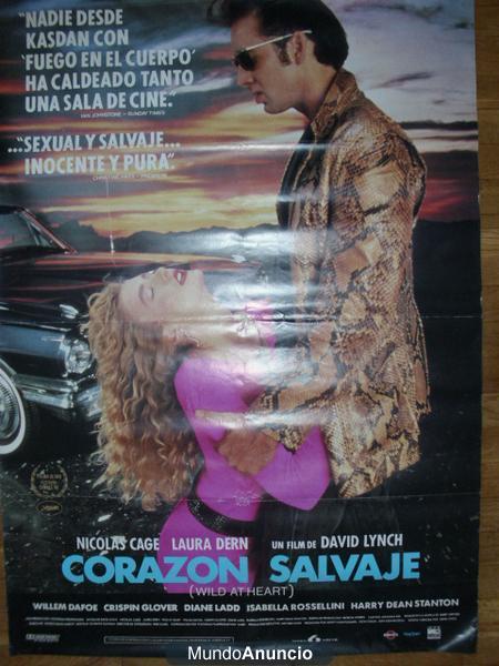 Vendo Poster original de cine de la película CORAZON SALVAJE. Palma de Oro Festifal de Canes 90. Formato 70 x 100,