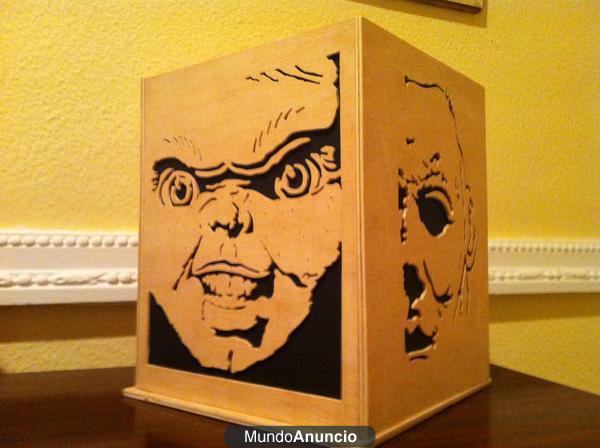 Cubo del terror, calado con sierra, Freddy Kruger, Señor torrens, Chucki y Michael myers, Terror!!! envio